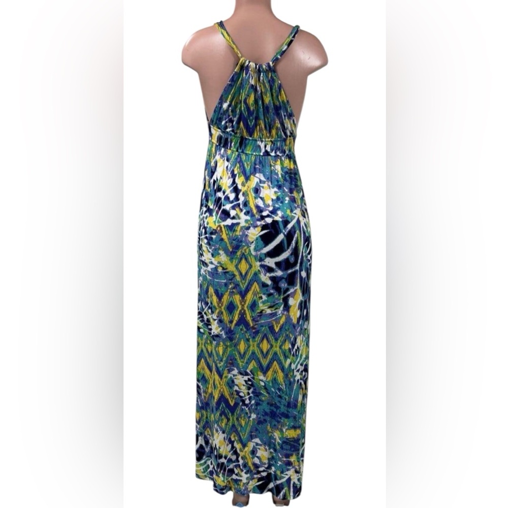 Allison Brittney crossover-front empire waist maxi dress geometric abstract pat - Picture 4 of 8